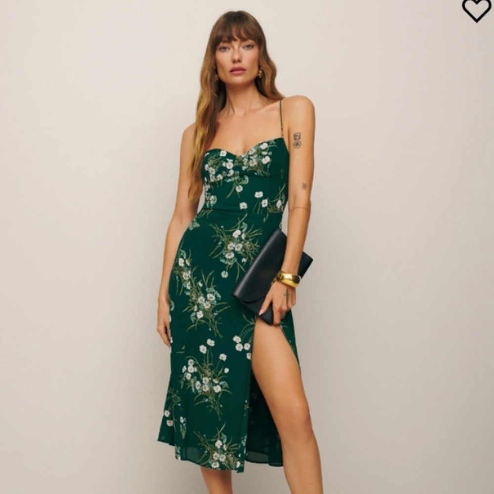 Reformation Green Floral Women's Dress